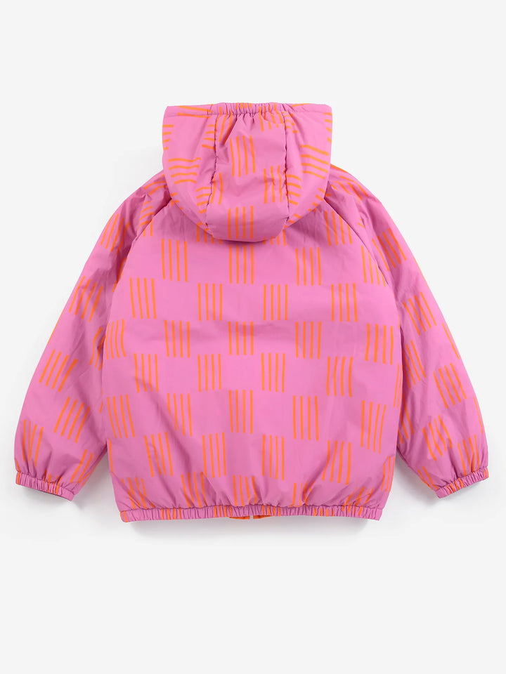 Almost Moiré all over reversible pink anorak