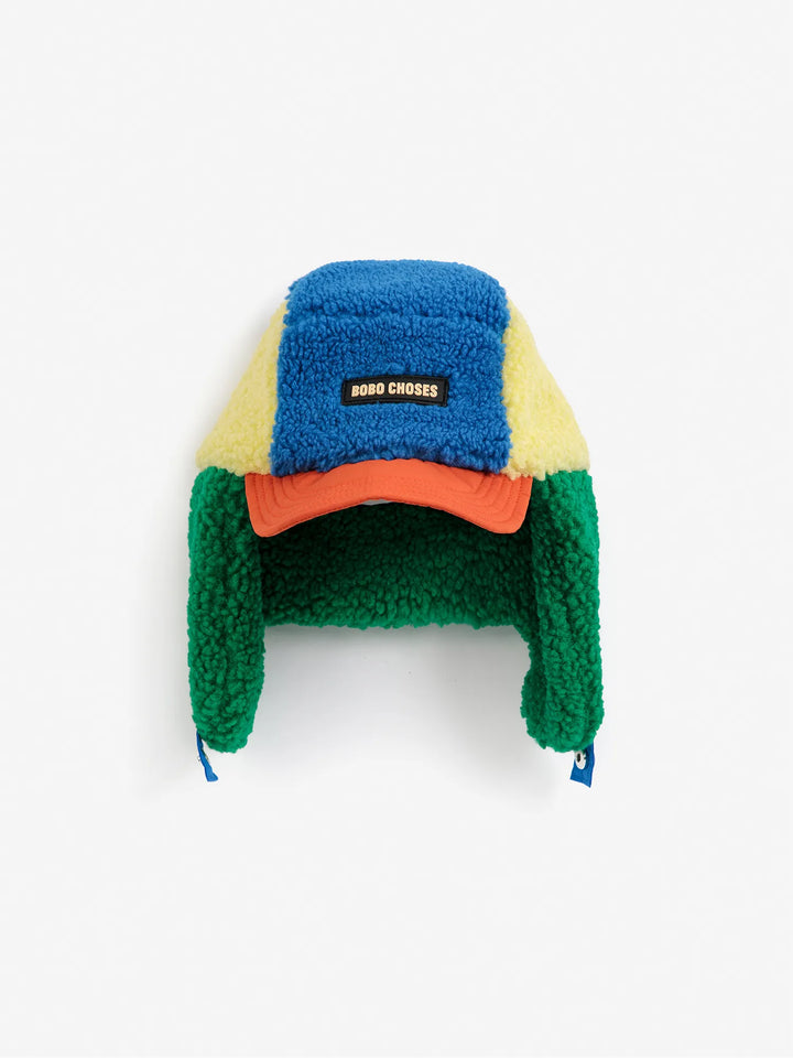 Bobo Choses color block yellow sheepskin chapka