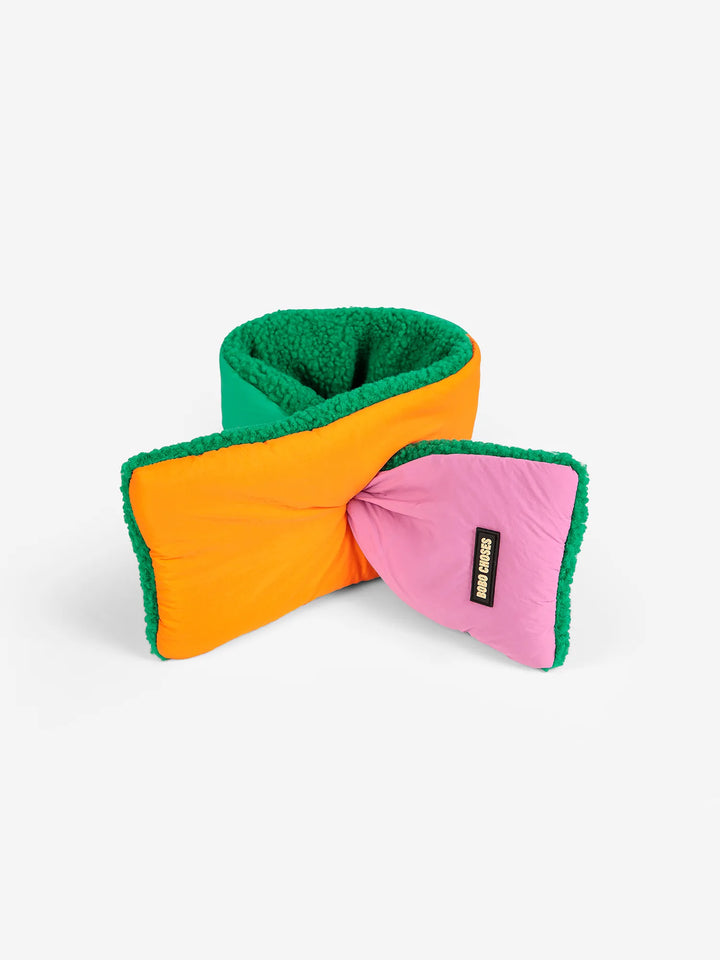 Color Block sheepskin pink neck warmer