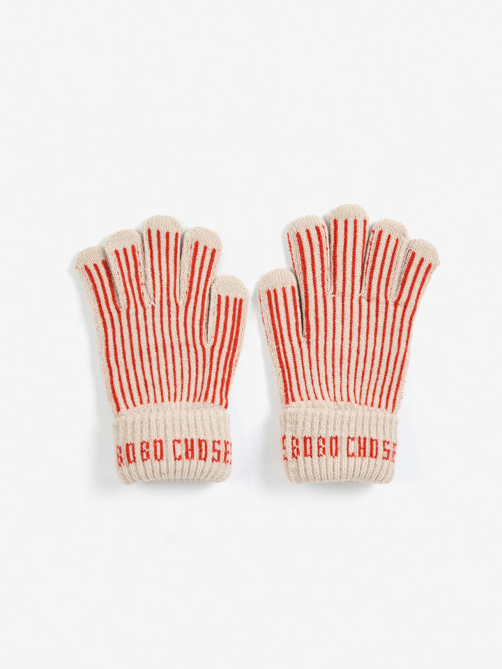 Bobo Choses red knitted gloves