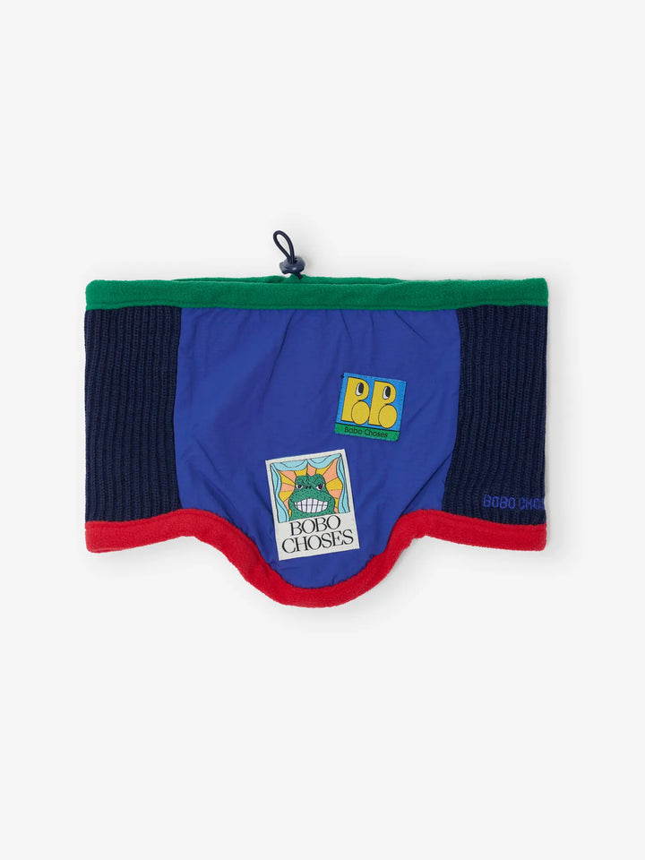 Bobo Choses blue color block neck warmer