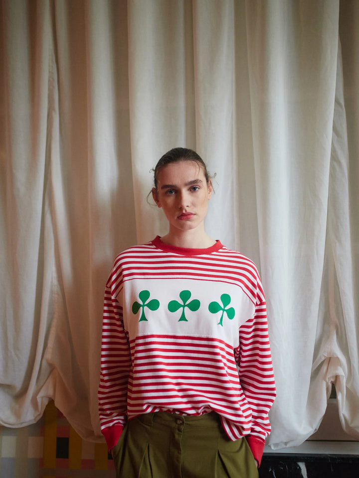 Shamrock knitted striped T-shirt