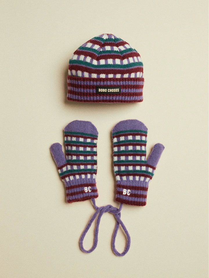 Bobo Choses jacquard beanie & mittens set