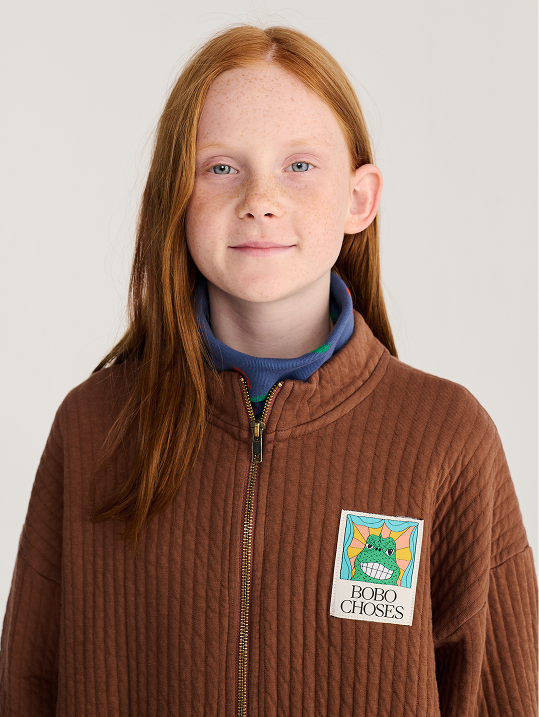 Beast Tag zipped quilted sweatshirt