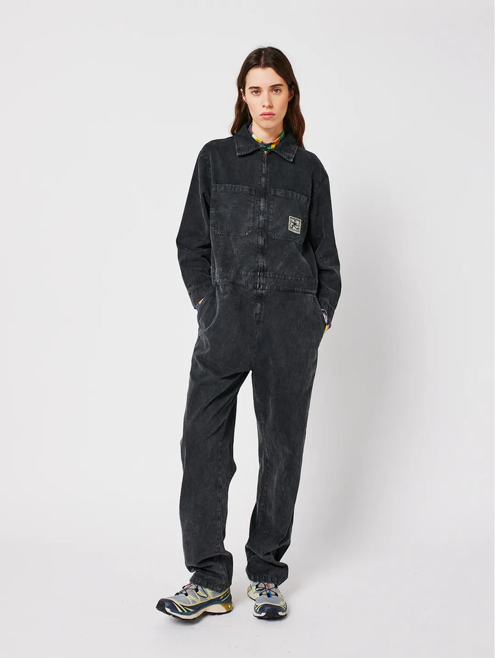 Denim zip-up jumpsuit