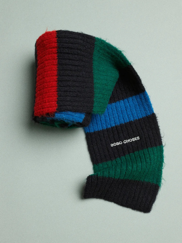 Striped knitted beanie & scarf set