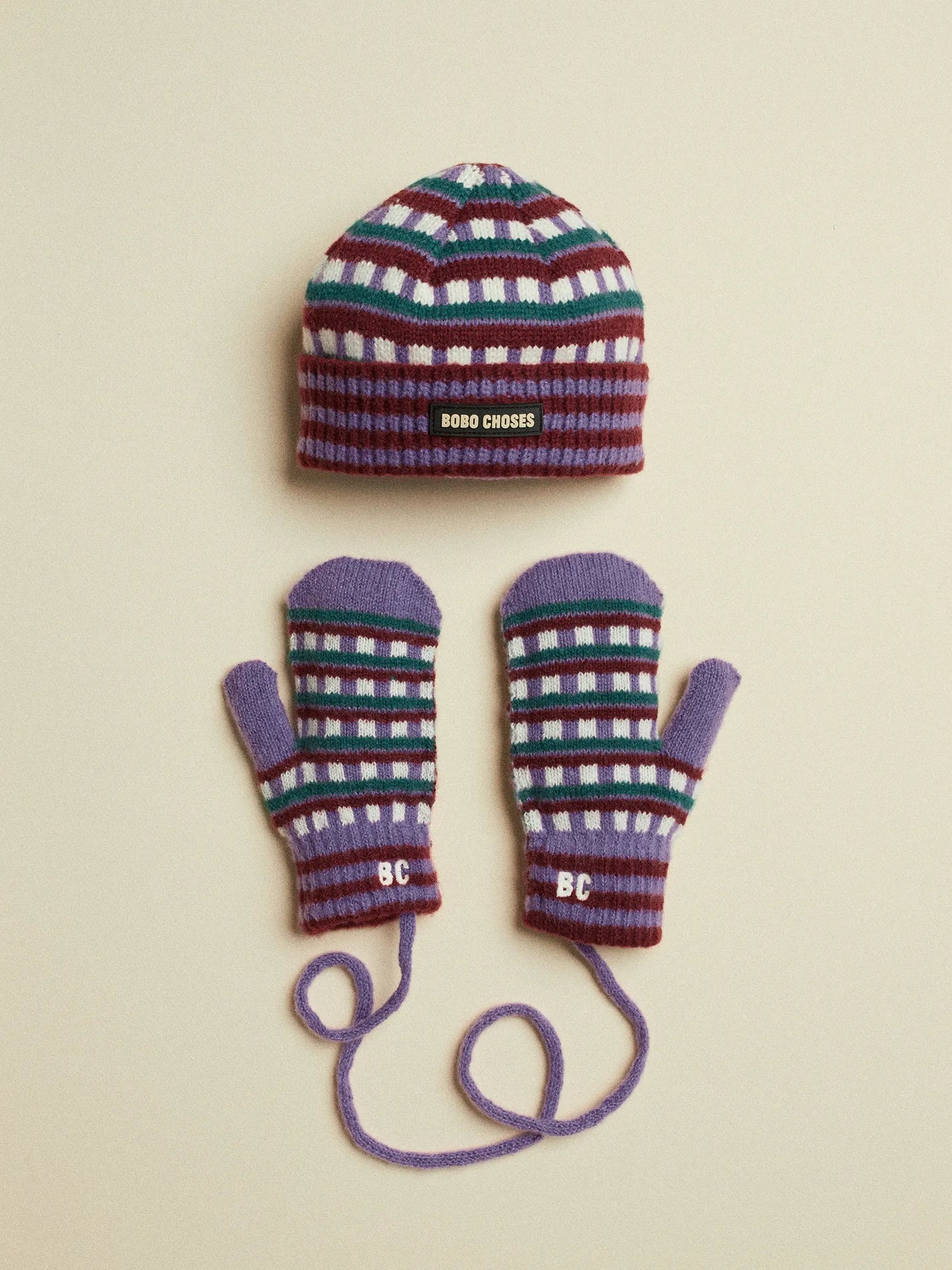 Bobo Choses jacquard beanie & mittens set