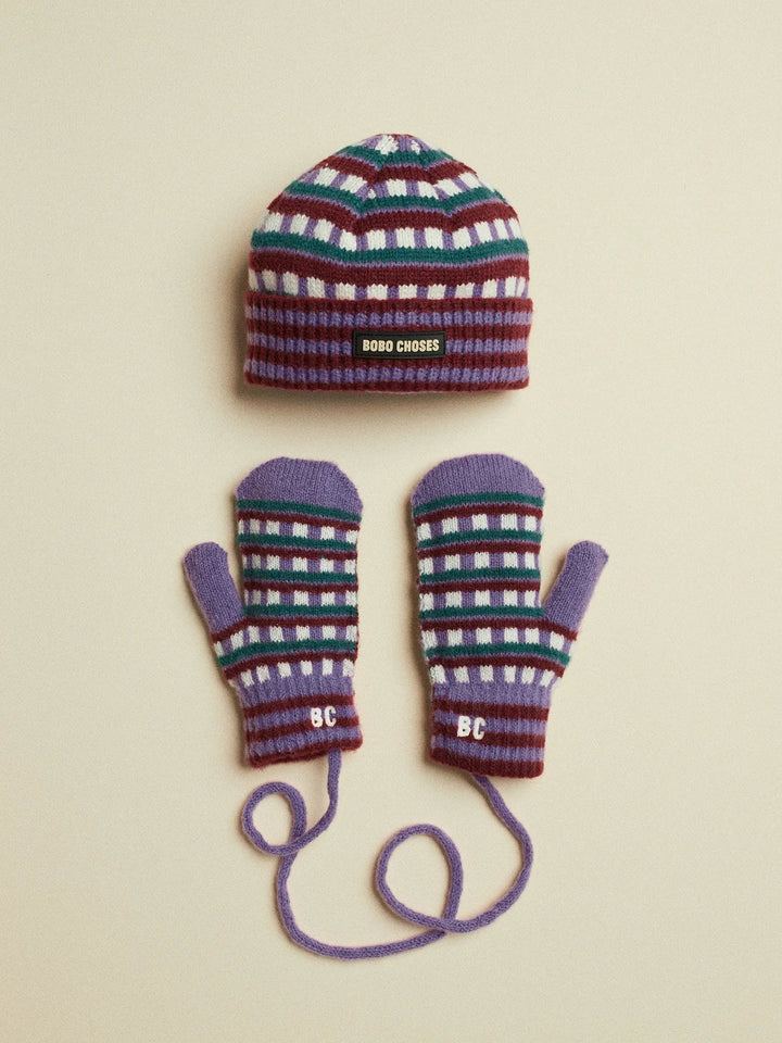 Bobo Choses jacquard beanie & mittens set