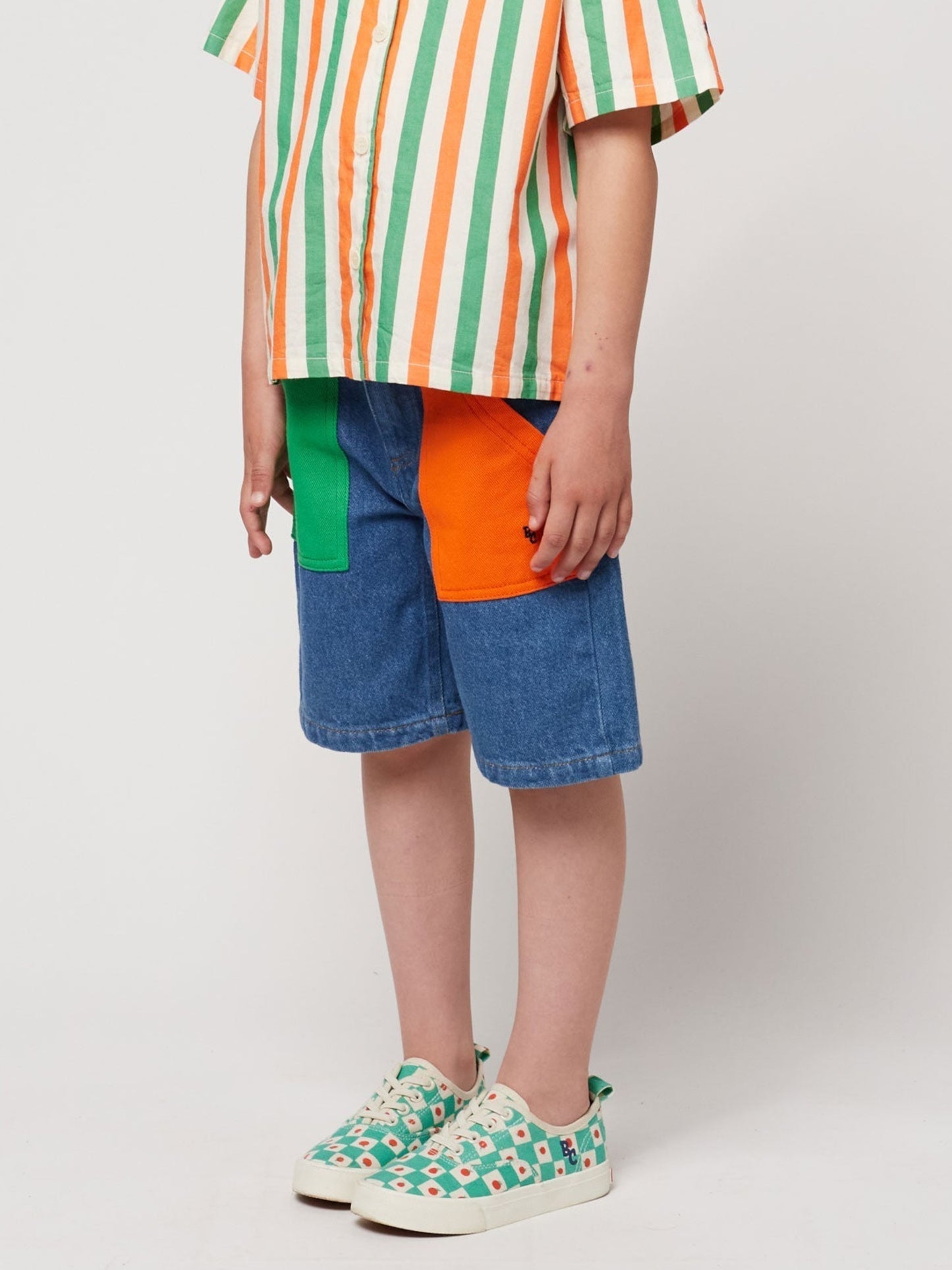 Color Block denim bermuda shorts