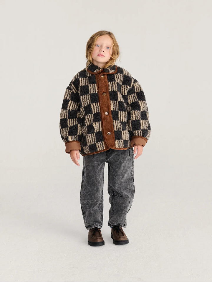 Almost Moiré all over kid sheepskin jacket