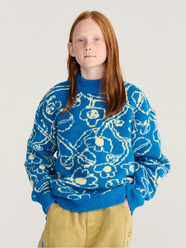 Sketchy Flowers all over jacquard jumper