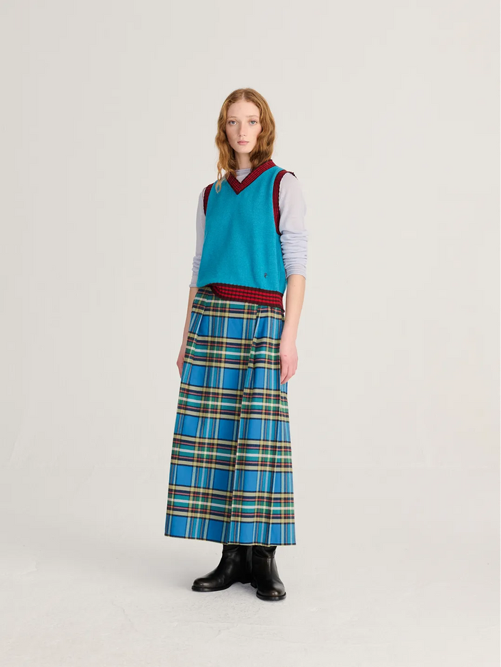 Striped knitted wool blend vest
