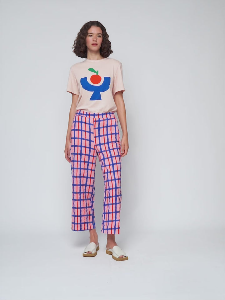 マルチカラーチェックプリントストレートパンツ