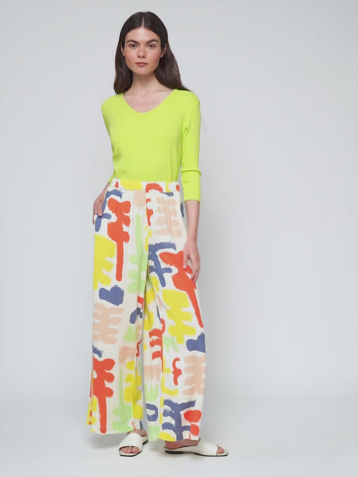 リブVネックTシャツ