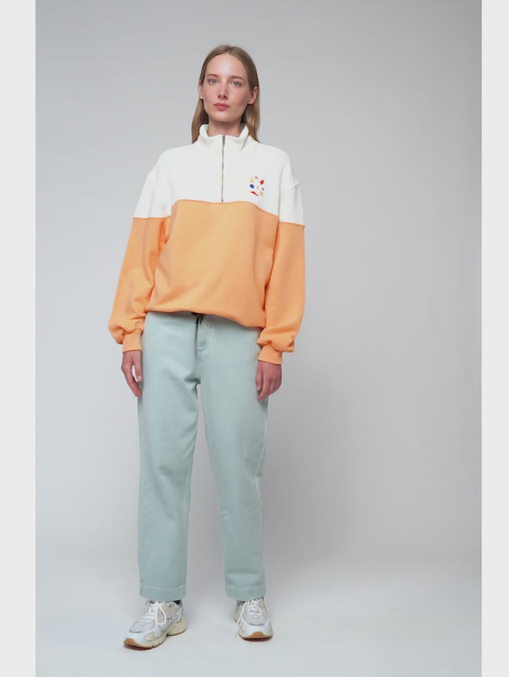 カラーブロック ジップ スウェットシャツ