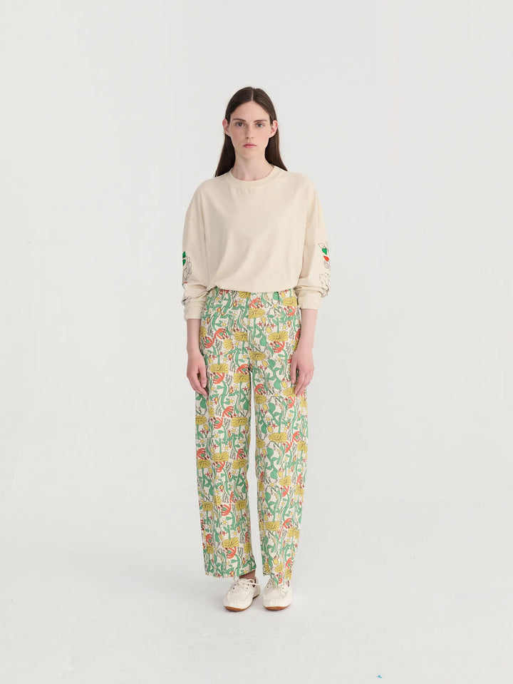 Color Herbalists pattern twill cropped pants