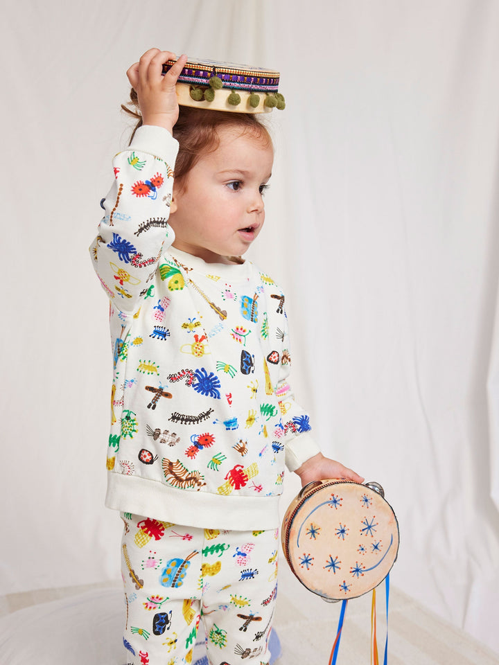 面白い昆虫が全面に描かれたスウェットシャツ