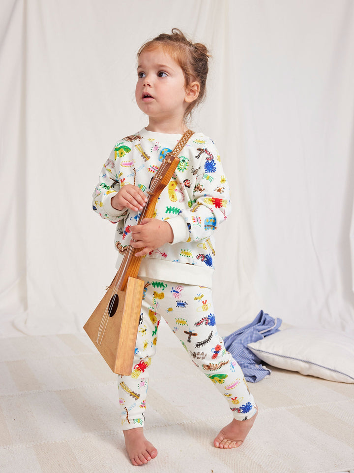 面白い昆虫が全面に描かれたスウェットシャツ