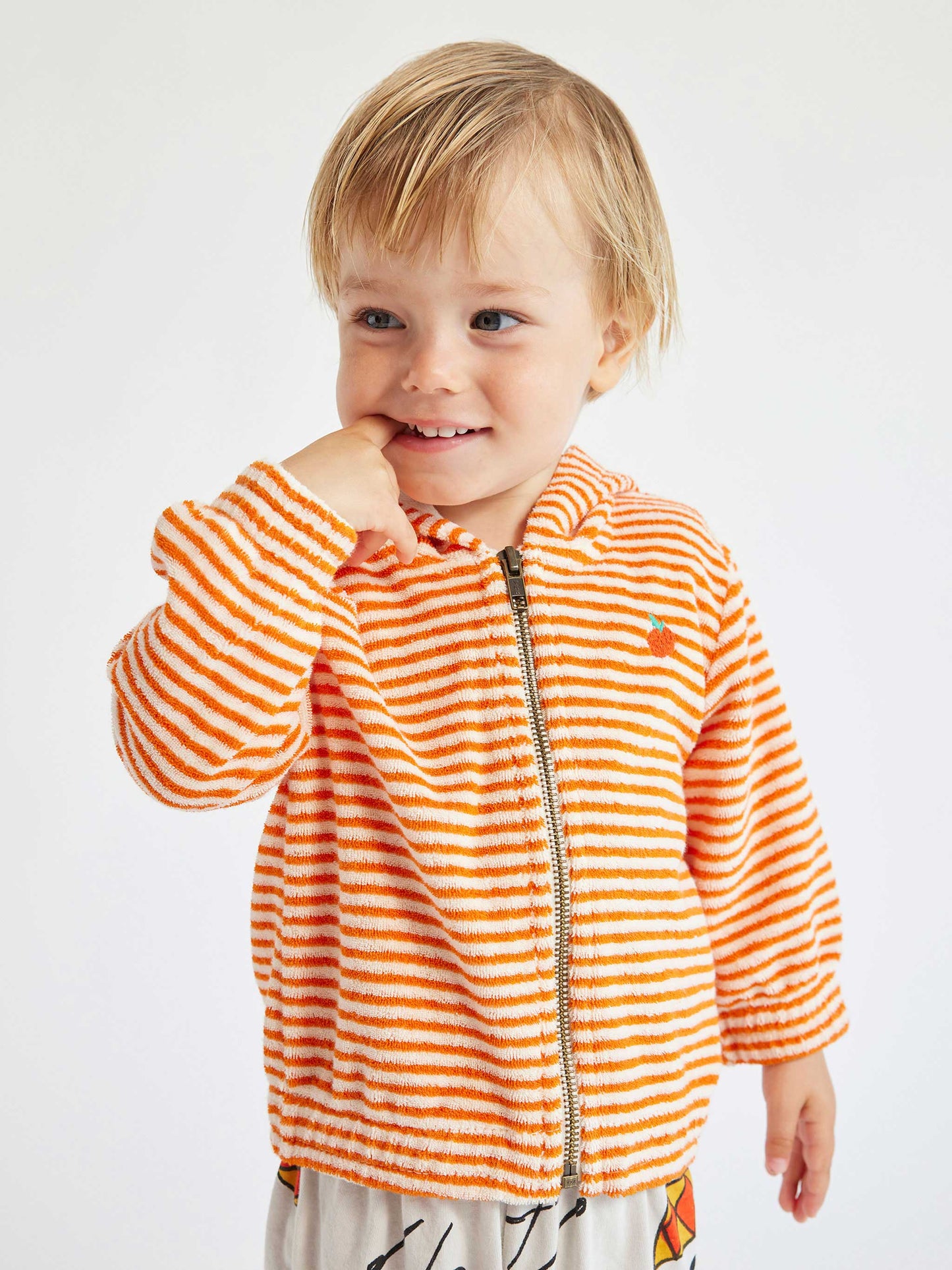 Orange Stripes terry zipped hoodie