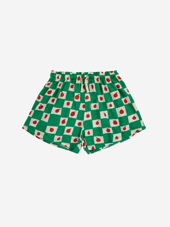 Tomato all over ruffle shorts