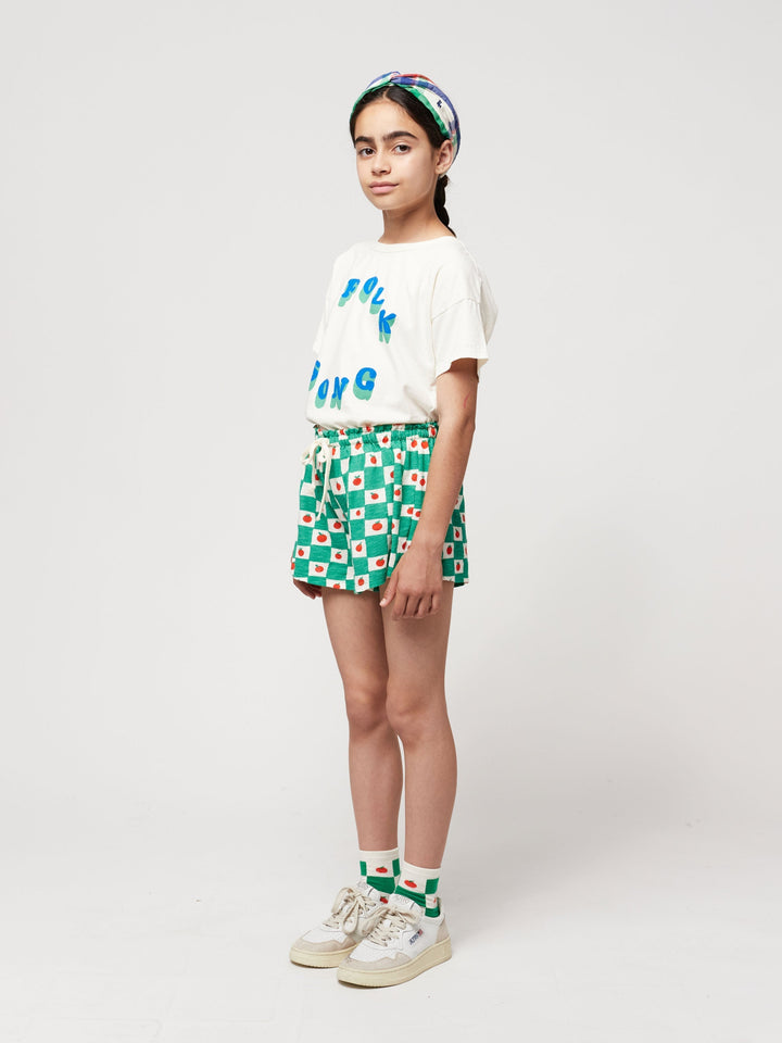 Tomato all over ruffle shorts