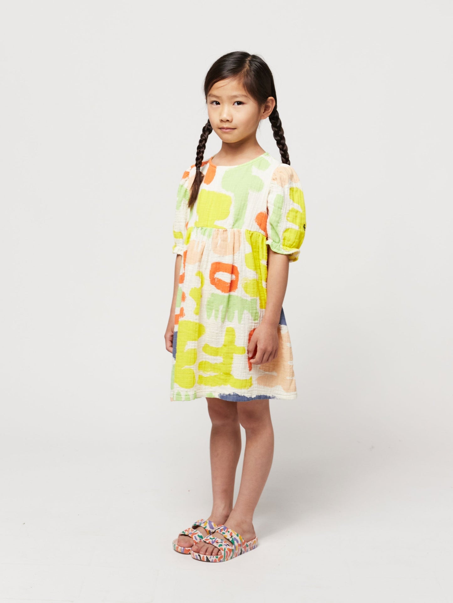 Carnival all over puffed sleeve woven Dresses