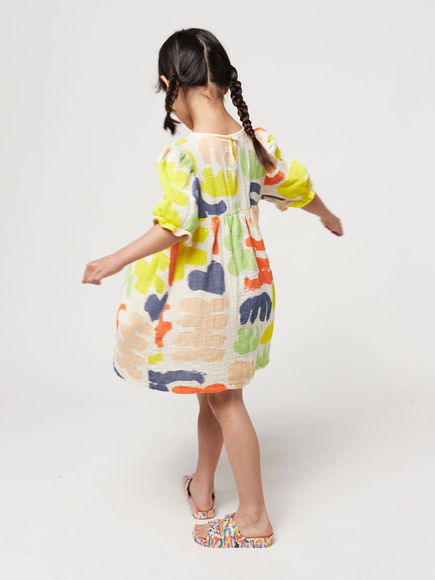 Carnival all over puffed sleeve woven Dresses