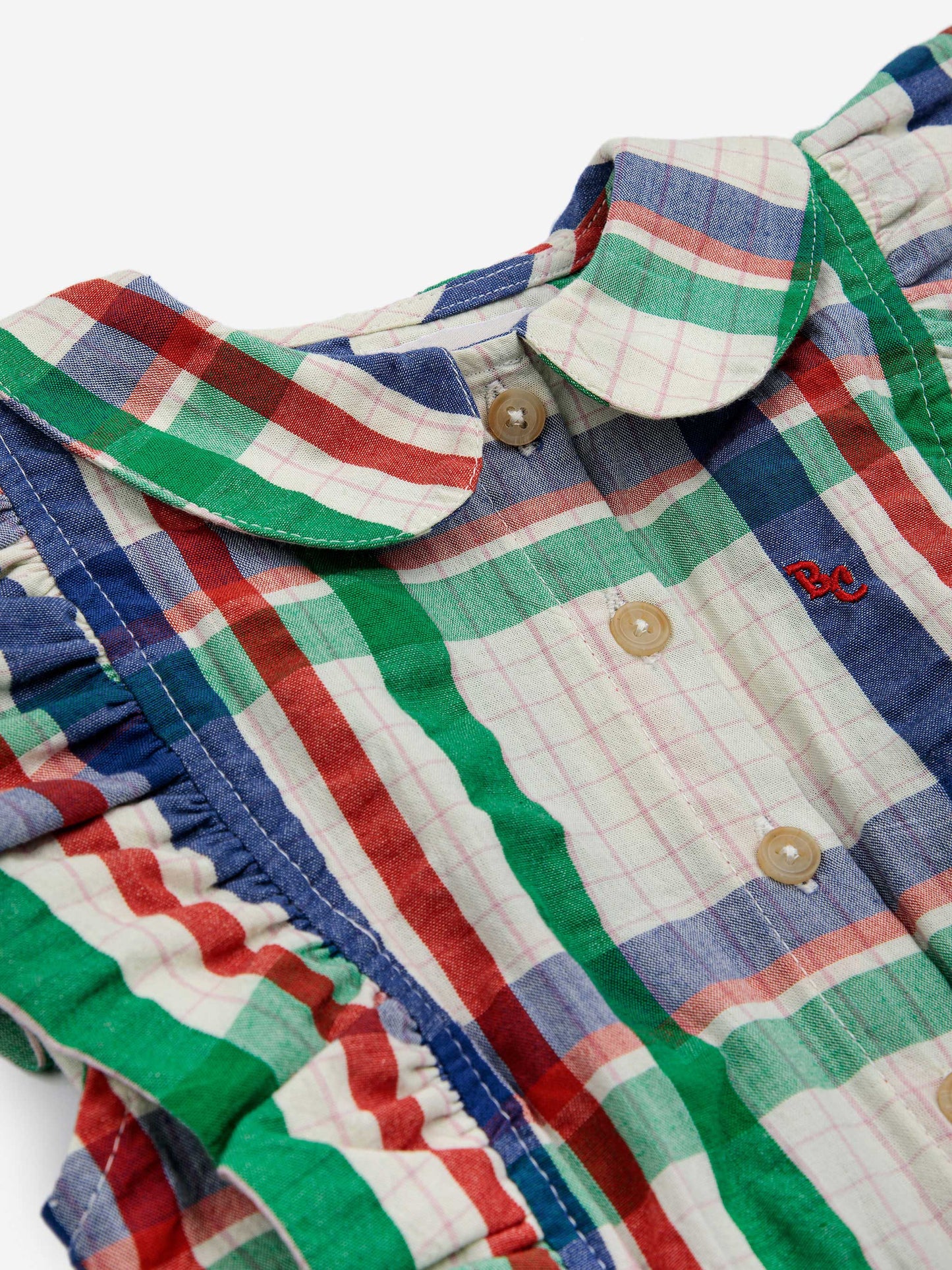 マドラスチェックのフリル織りドレス