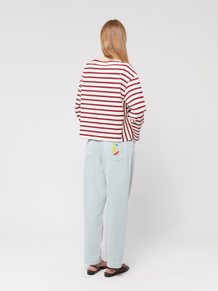 ストライプ柄のゆったり長袖Tシャツ