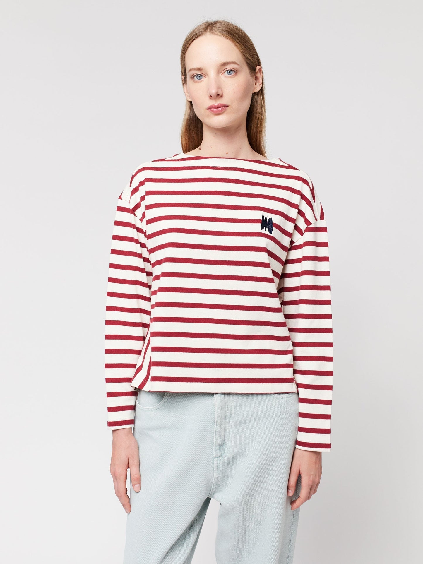 ストライプ柄のゆったり長袖Tシャツ