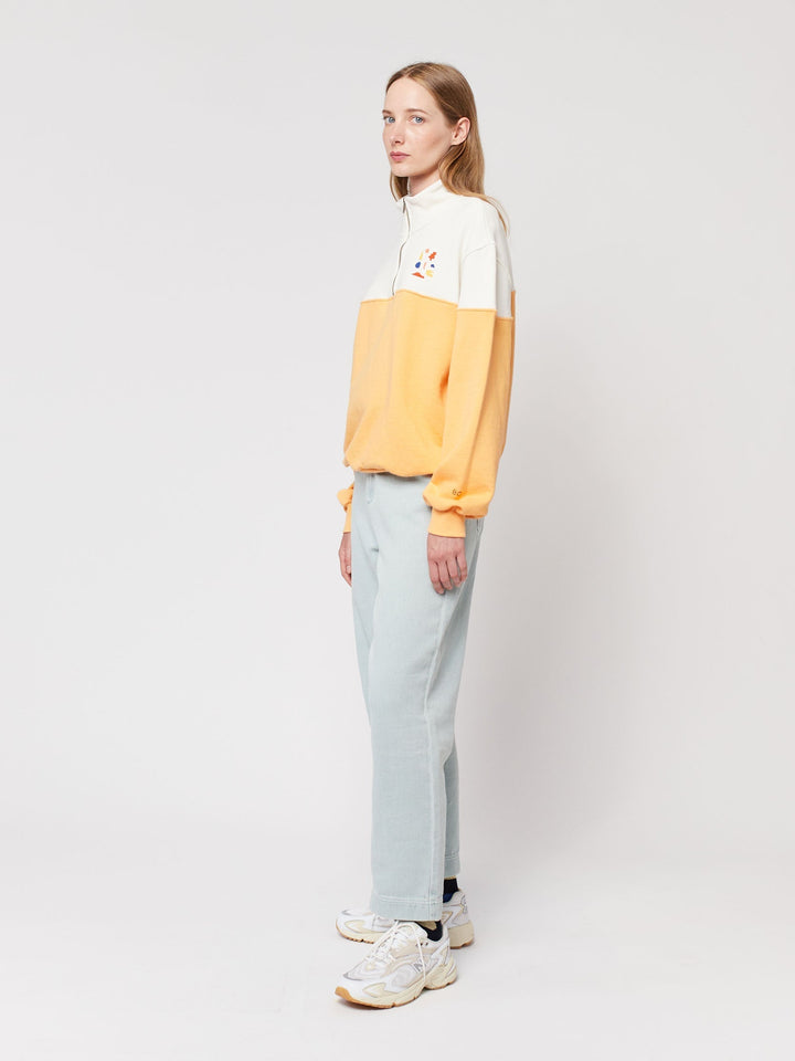 カラーブロック ジップ スウェットシャツ