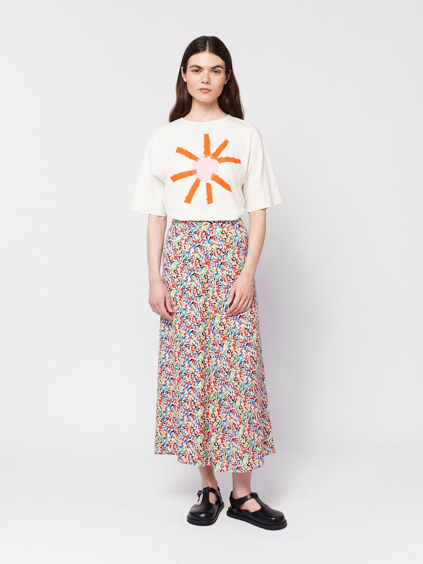 コンフェッティプリントのフレアスカート