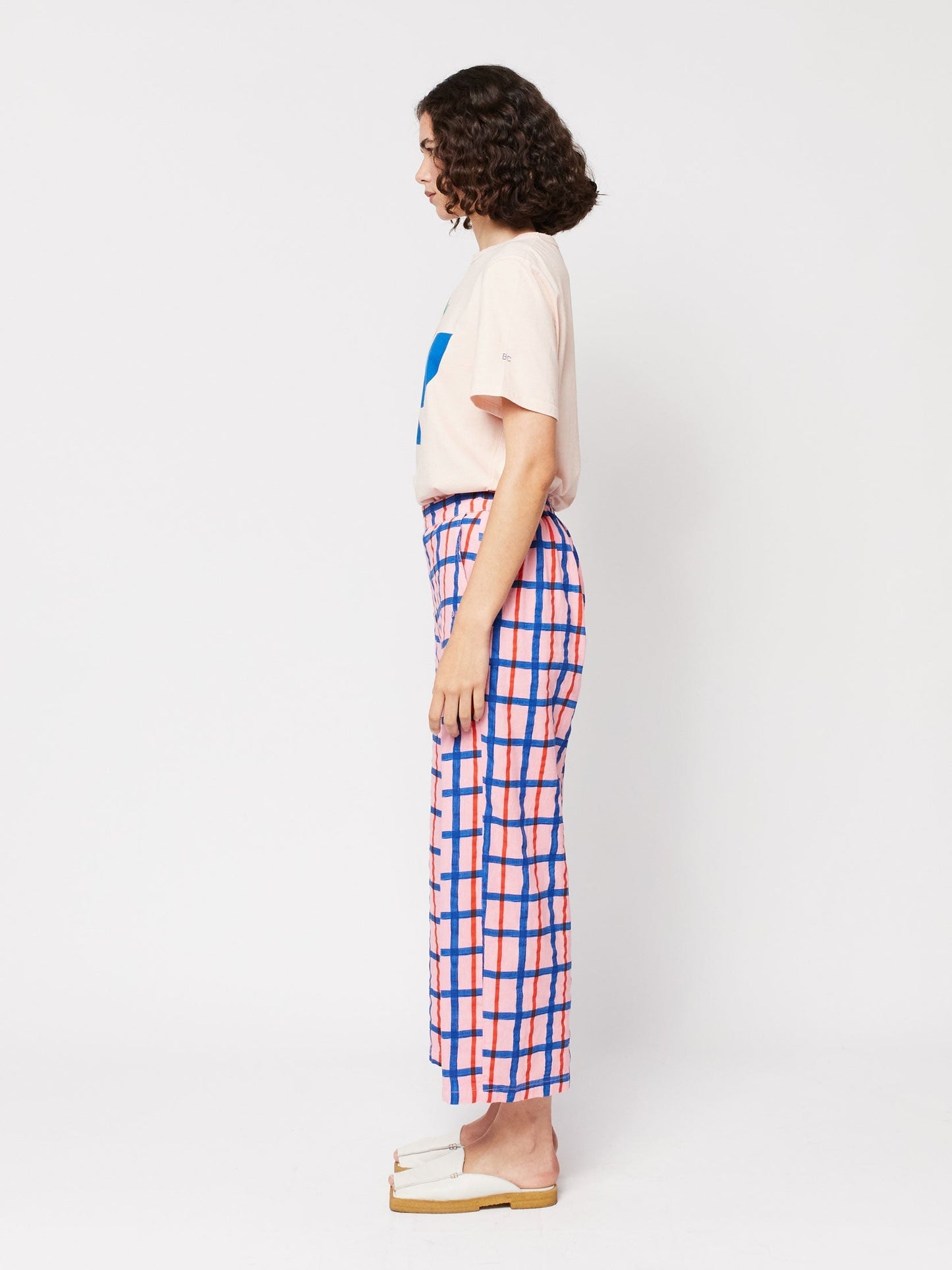 マルチカラーチェックプリントストレートパンツ