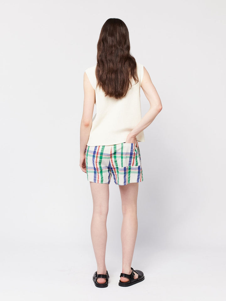 チェック柄コットンショートパンツ