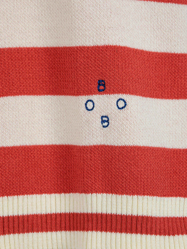 ストライプ柄半袖ニットセーター