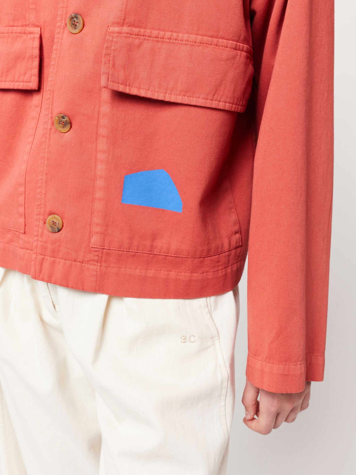 夏の風景プリントクロップドジャケット