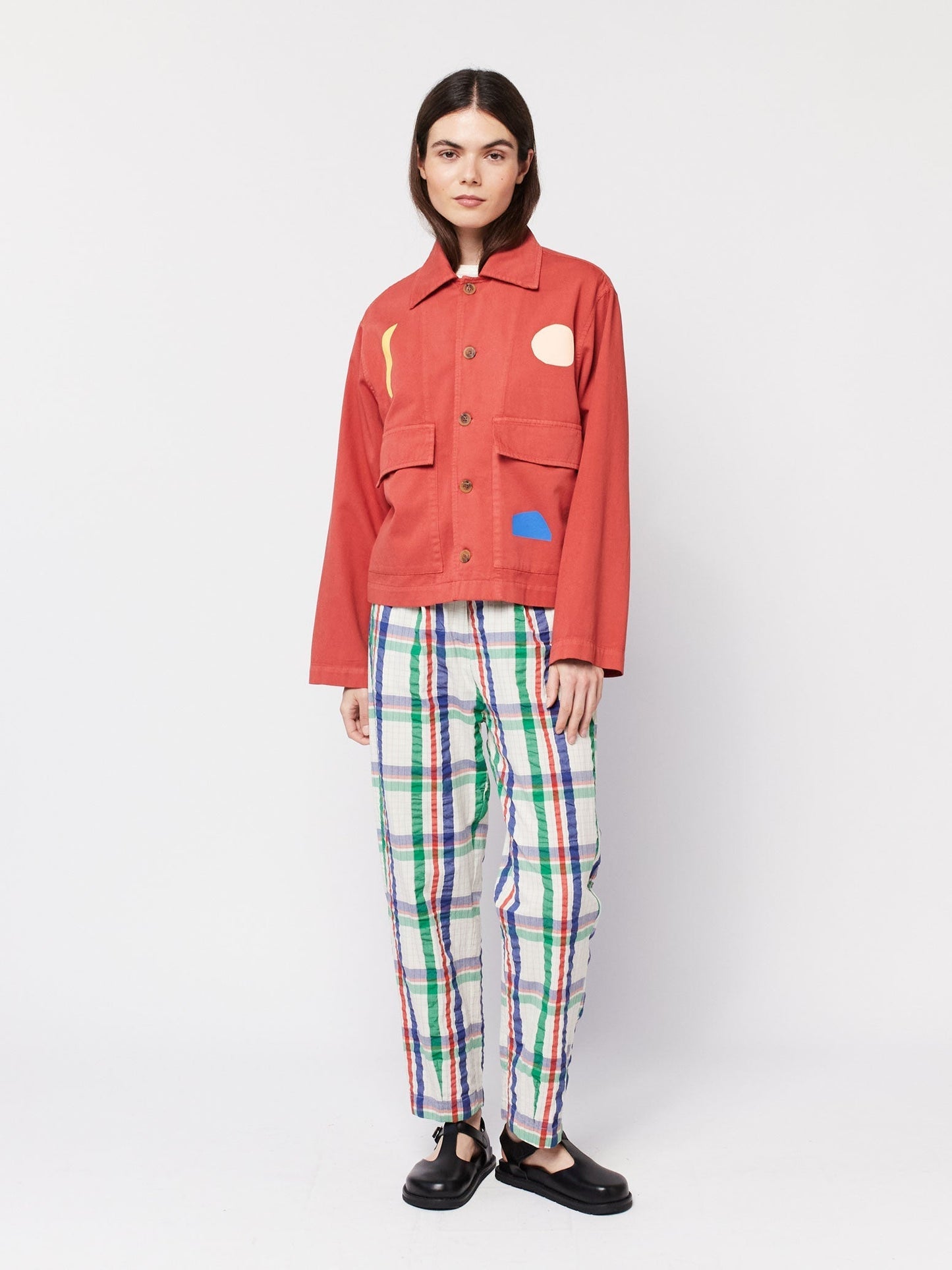 夏の風景プリントクロップドジャケット