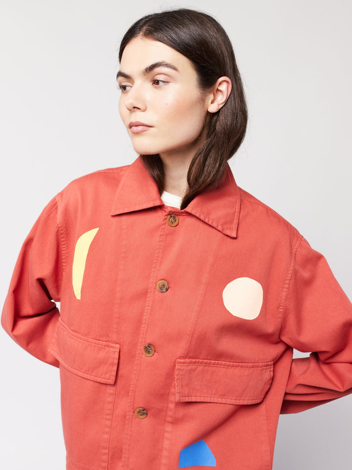 夏の風景プリントクロップドジャケット