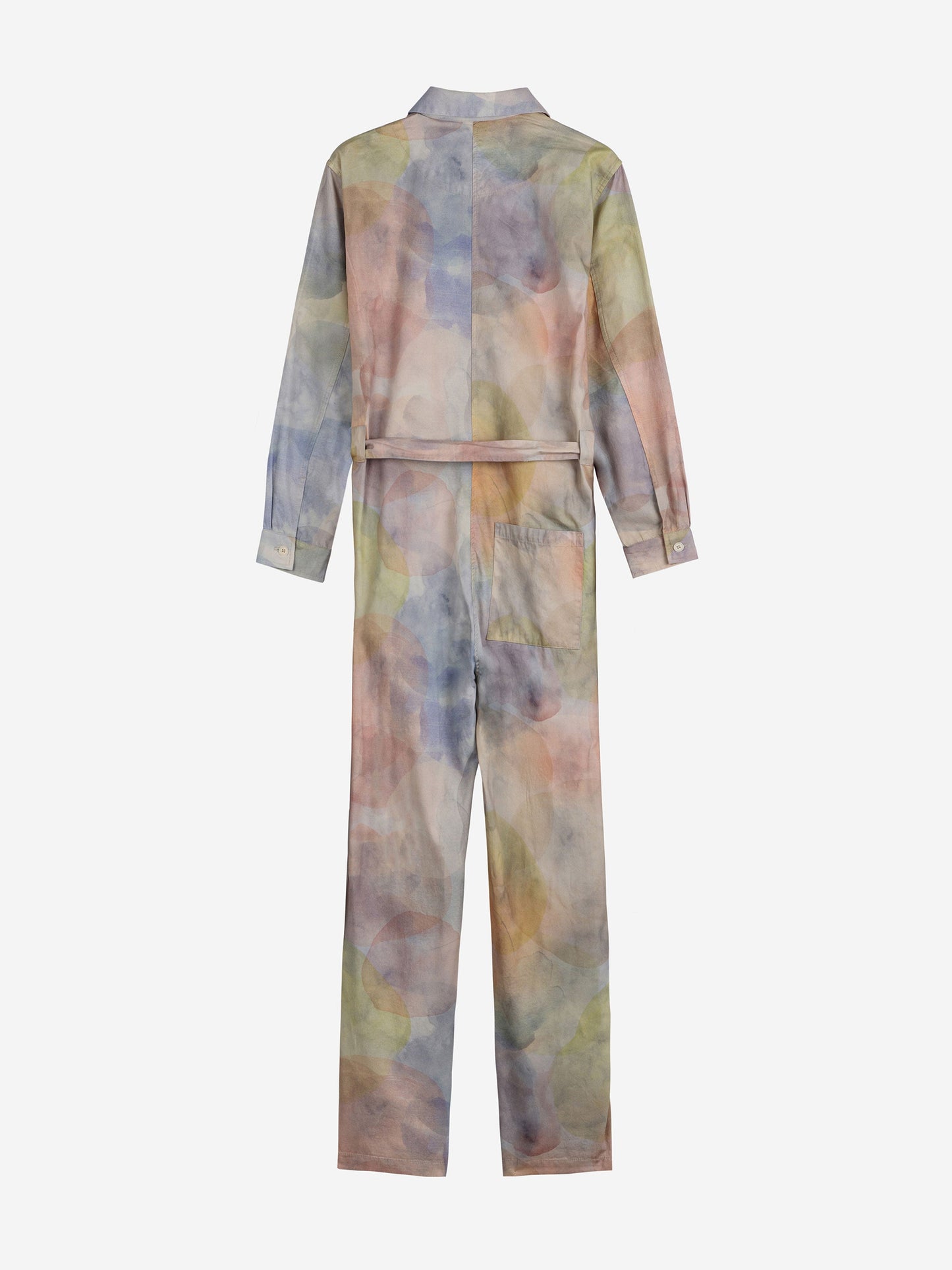 スカイライトプリントのボタン付きオーバーオール