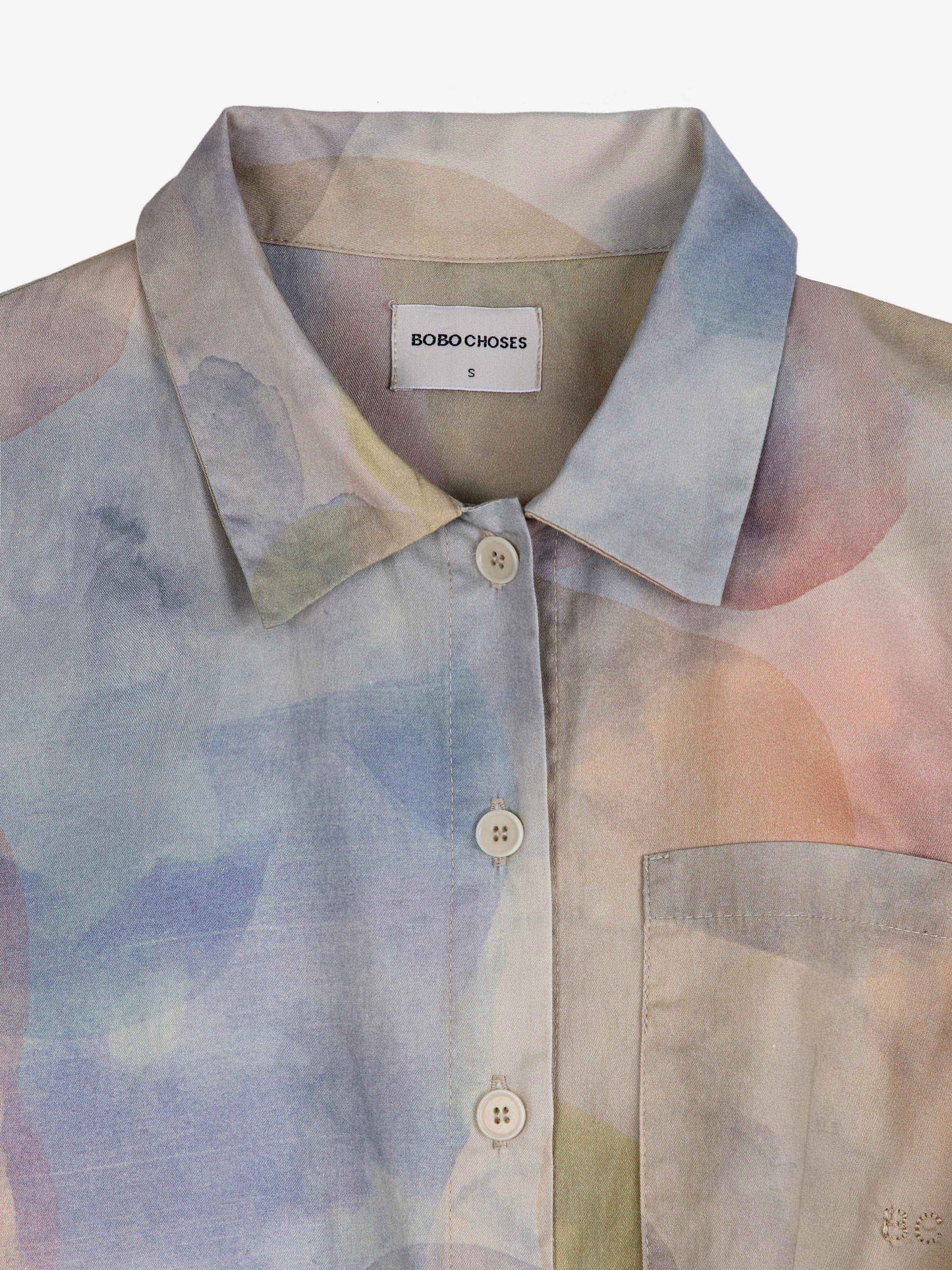 スカイライトプリントのボタン付きオーバーオール