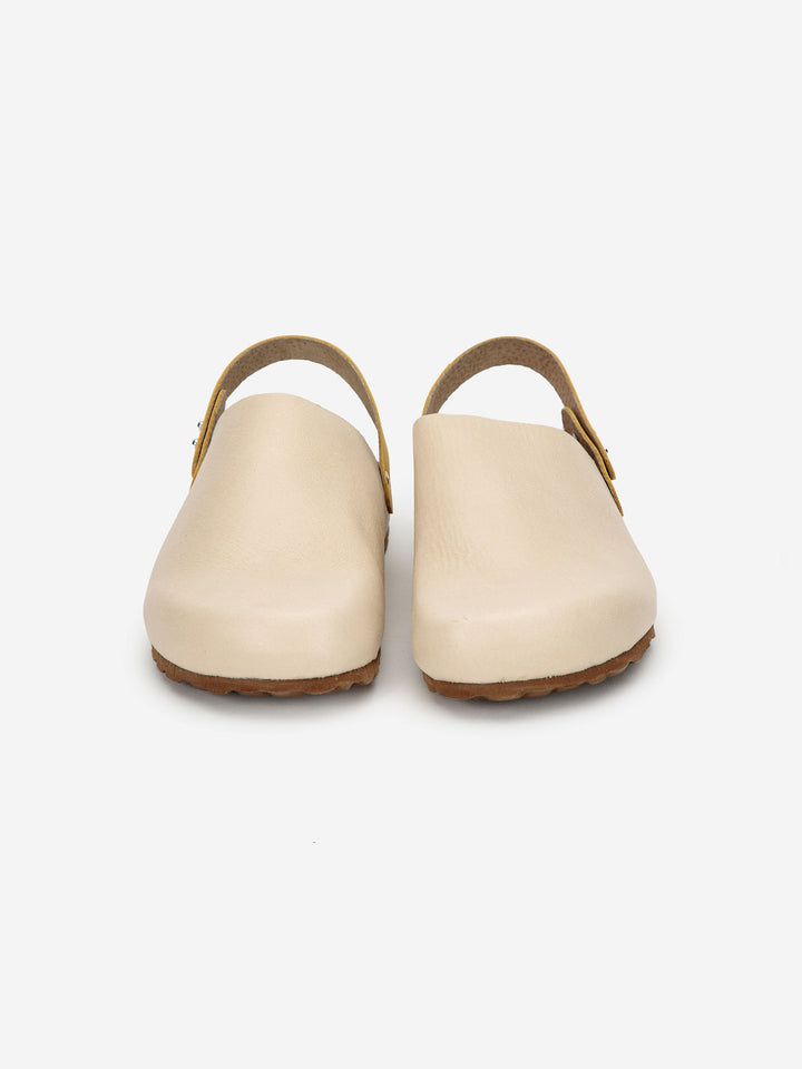 カラーブロックレザークロッグ